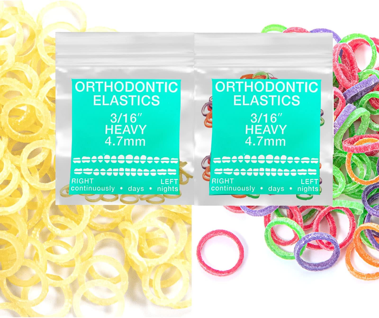 Latex Dual Pack 3/16inch Heavy Intraoral Elastic Bands Orthodontic Elastics Dental