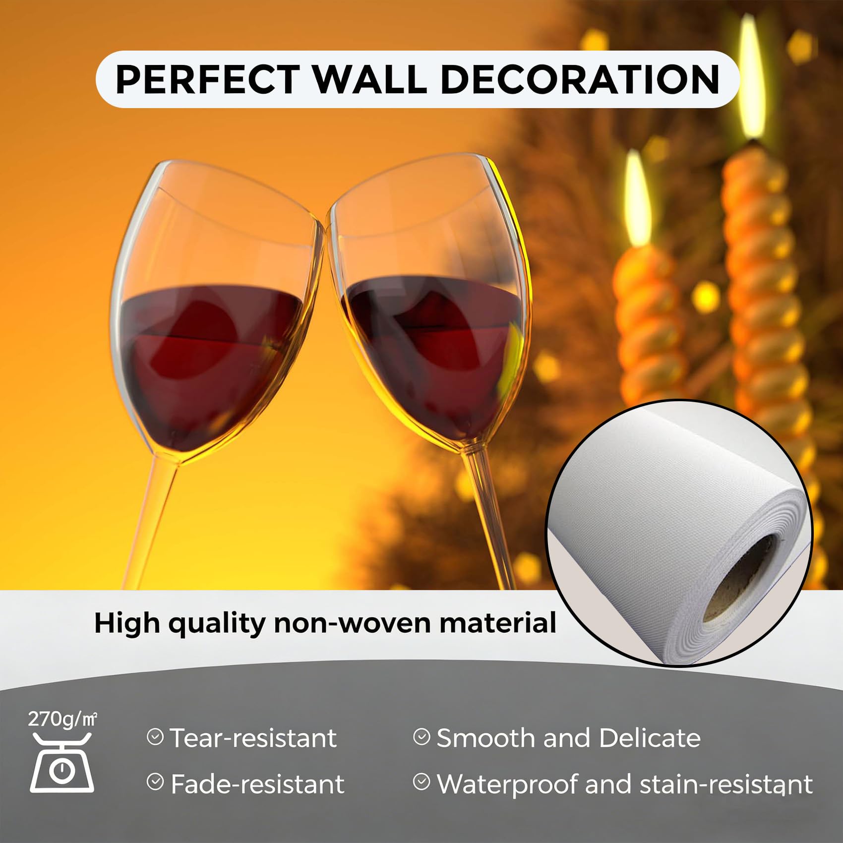 Große Vlies Fototapete Romantisches Weinglas 250x175 cm 3D Effekt Rotwein und Kerzen Wandtapete Vliestapete für Schlafzimmer Moderne Wandgestaltung Poster 3056o