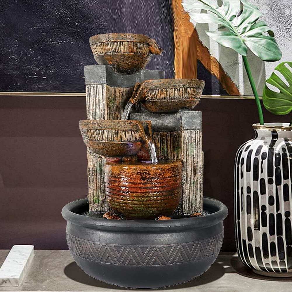 Fuente De Agua De Mesa Con Luces LED: Recargable Por USB O Pilas, Adorno De Piedras Para Interior (Aprilsunnyzone)
