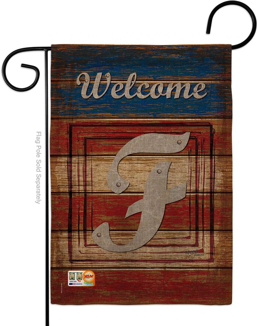 Star and Stripes Patriotic F Initial Garden Flag Monogram Patriotism Independence Memorial United State American Small Decorative Gift Yard House Banner Double-Sided Made In USA 13 X 18.5