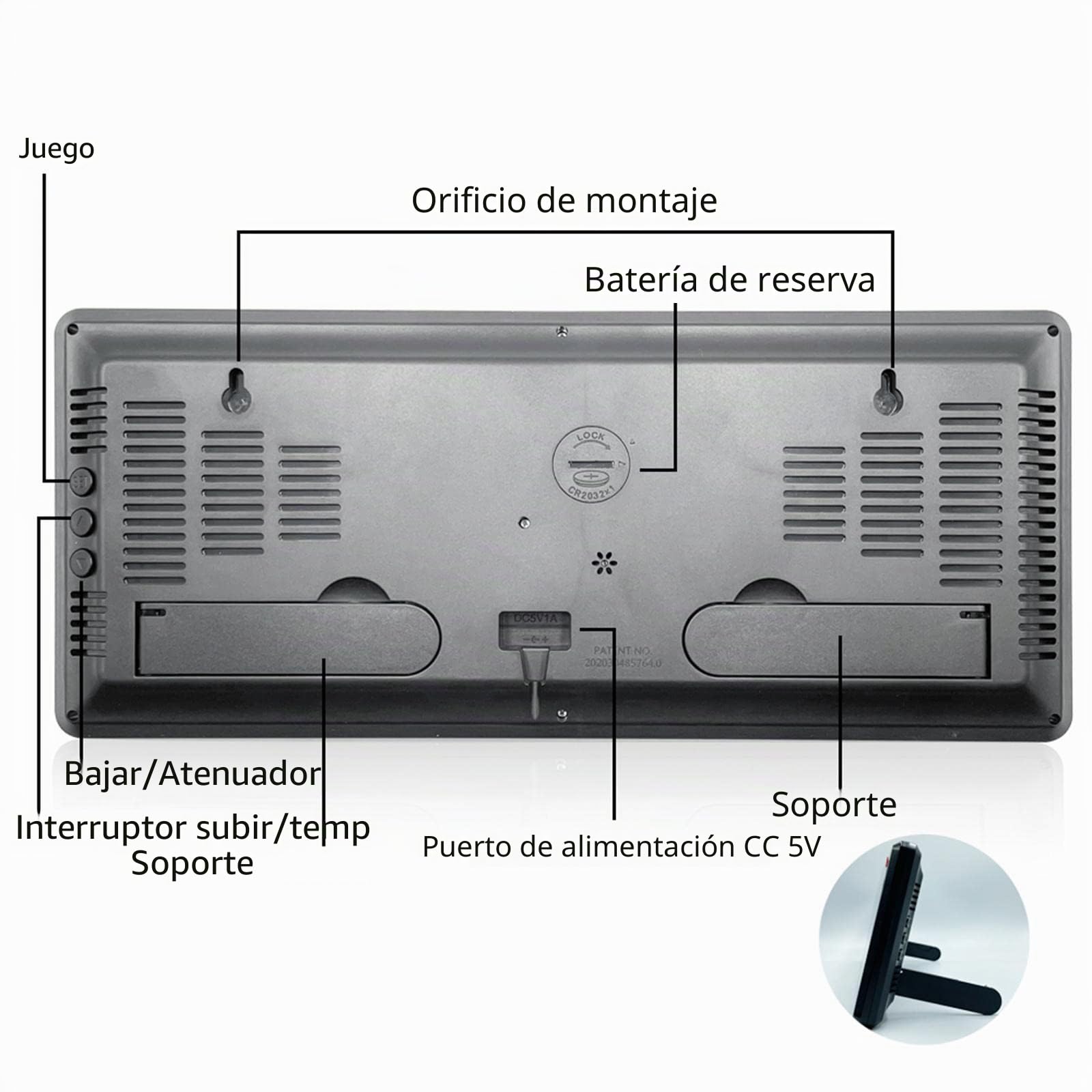 Milageto Reloj de Pared Digital Grande con Temperatura Interior y Humedad, Reloj electrónico de Gran número para de Noche, Blanco