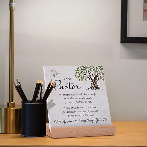 Miniatura 4 de PETALSUN Regalos de pastor para hombres, regalos de agradecimiento al pastor, letrero de mesa para pastor con soporte de madera, ideas de regalo de