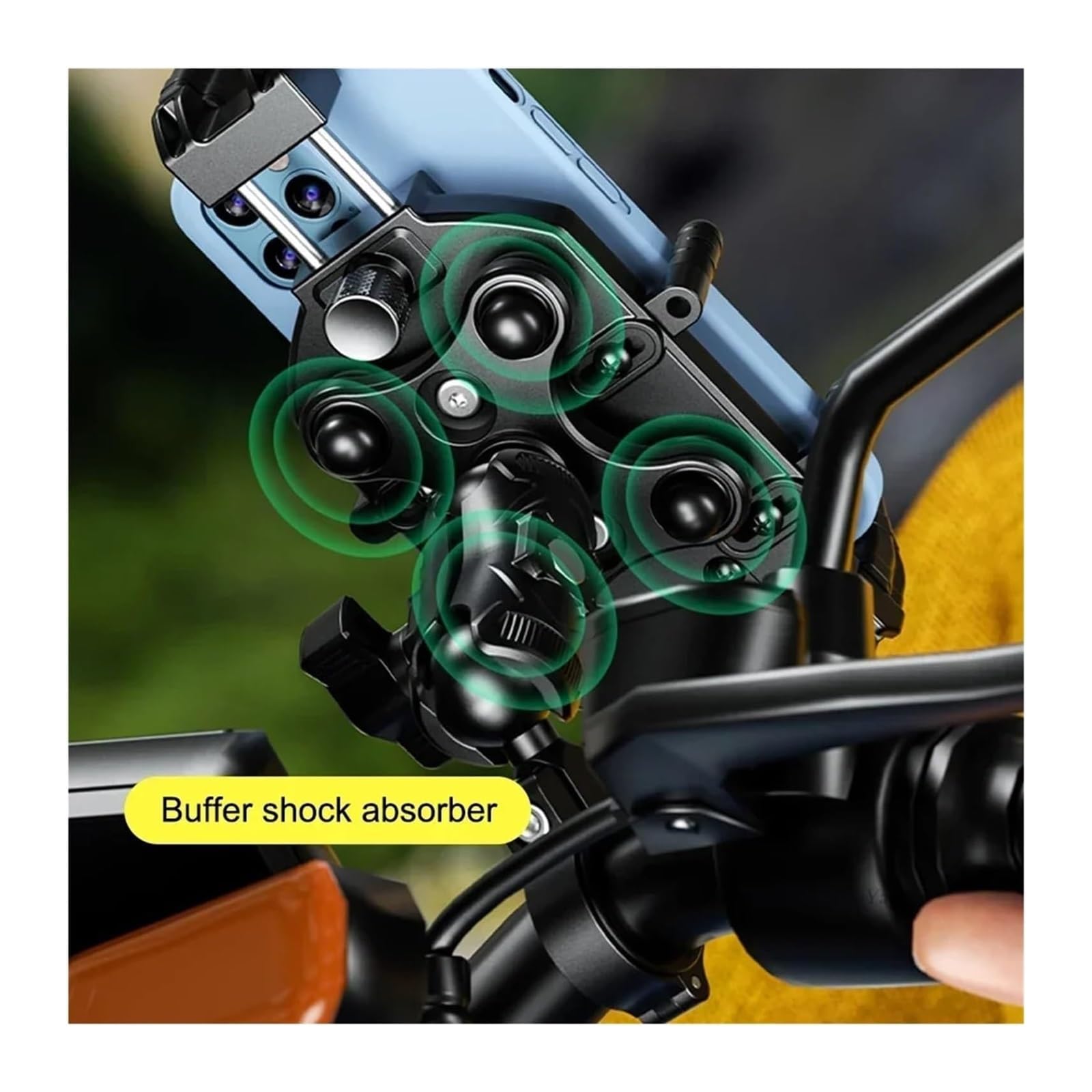 Manillar USB para Motocicleta para 5.4-7.2'' Motocicleta Teléfono Soporte GPS Navegación con Vibración Amortiguador Alta Velocidad Seguro Bloqueo Manillar(Rearview Mirror)