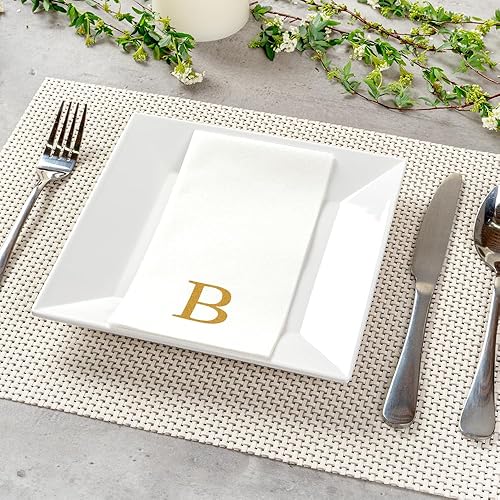 Miniatura 550 de Luxenap - Toallas de invitados de 15.8 x 7.9 pulgadas, 50 toallas de mano con letras plateadas, letra "P", fuente Sans Serif, servilletas de papel