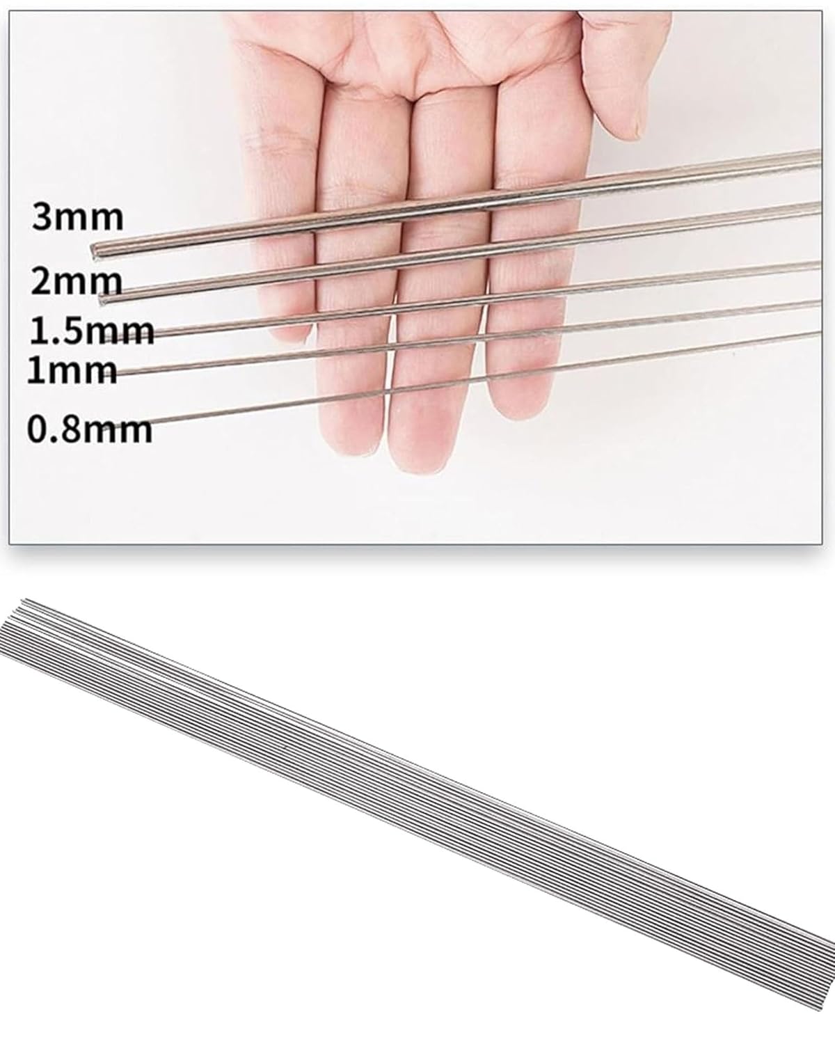 20PCS 50CM Stainless Steel Spring Wire 0.2-2MM Spring Steel Full Hard Wire for DIY Jewelry Making, Industrial Operations(2.0mm)