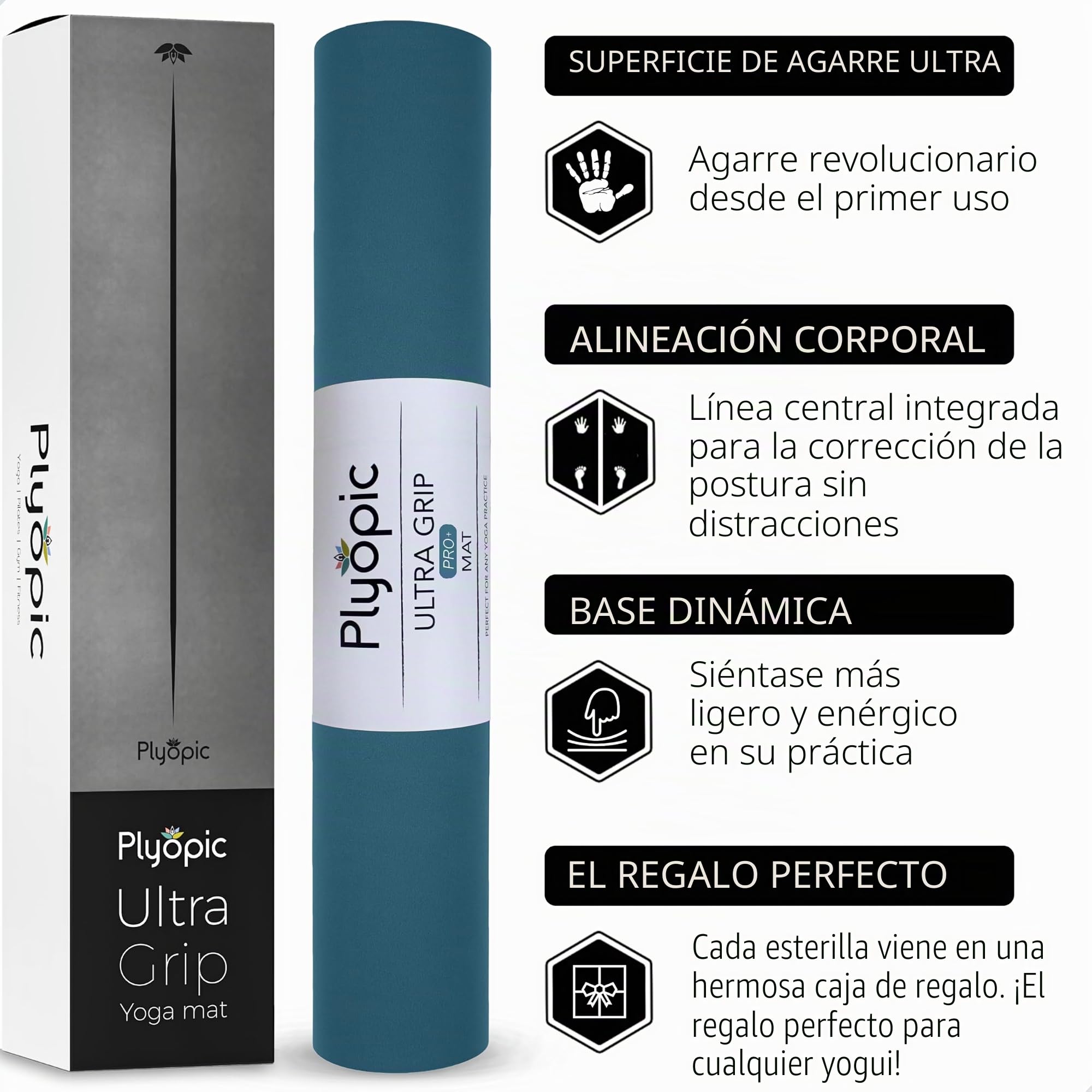 Plyopic Esterilla Yoga Ultra-Grip Pro+ | EXTREMO Antideslizante, 5,5mm de Grosor con Línea de Alineación | Alfombrilla/Colchoneta Profesional para Yoga, Pilates y Fitness