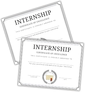 Internship Certificate of Excellence 30pk 8.5x11” Completion Participation Appreciation Summer Apprenticeship Work Study Congratulations