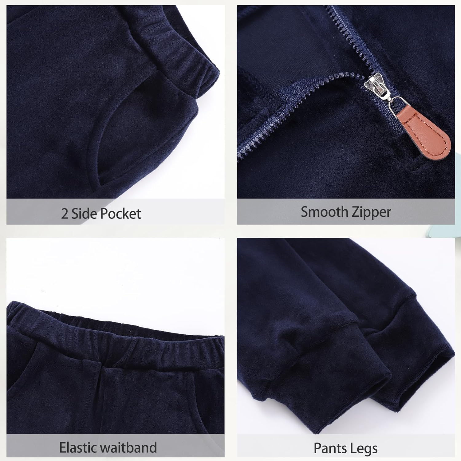 Toddler Baby Boy Winter Clothes Outfits Velvet Sweatsuit Set Long Sleeve Zipper Sweatshirts Pants Boys' clothing sets