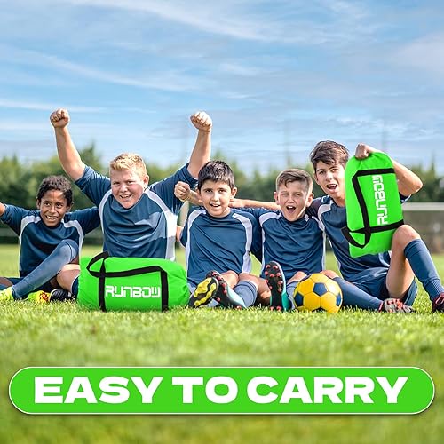 Miniatura 5 de RUNBOW 11x5.5' 9x5' 6x4' FT Kids Soccer Goal with Carry Bag, Portable Folding Soccer Net for Backyard Training, IndoorOutdoor Use for Youth and