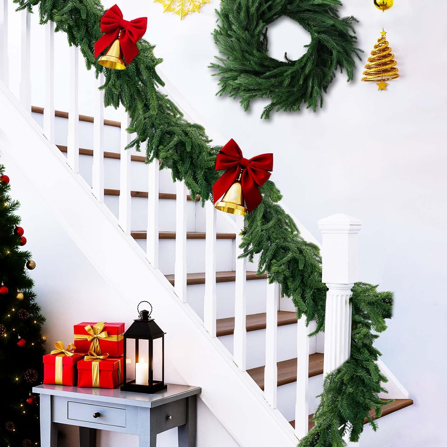 2 Pack 6FT Real Touch Norfolk Pine Garland – Artificial Evergreen Greenery Christmas Decoration for Mantel, Staircase, Table, Indoor Outdoor Rustic Farmhouse Winter Holiday Decor - Image 5