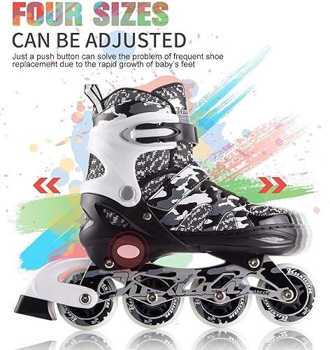 Miniatura 3 de Kuxuan Patines en línea ajustables para niños con ruedas iluminadas, divertidos patines iluminadores para niños, niñas y jóvenes Negro