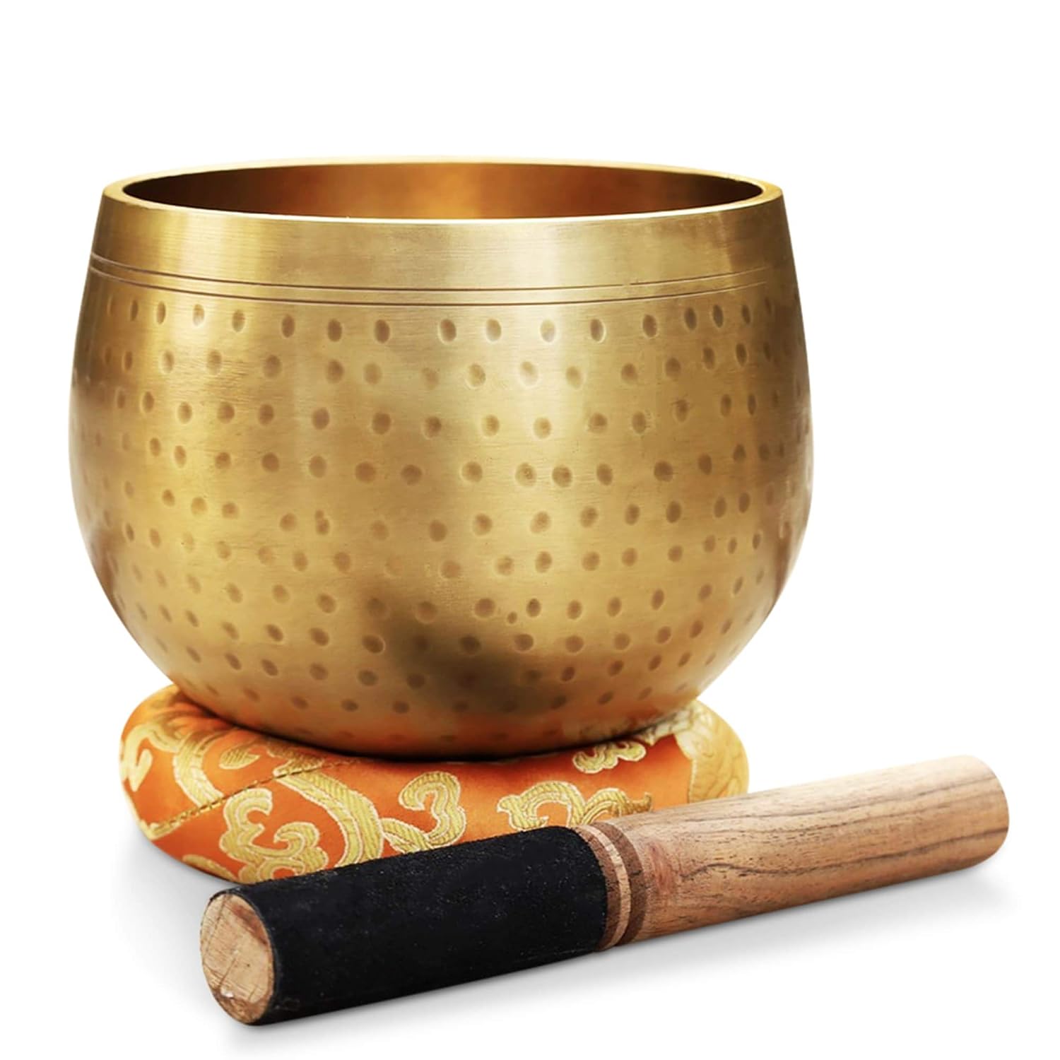 Tibetan Ring Gong Meditation Singing Bowl Mallet Cushion Set (Jumbo)