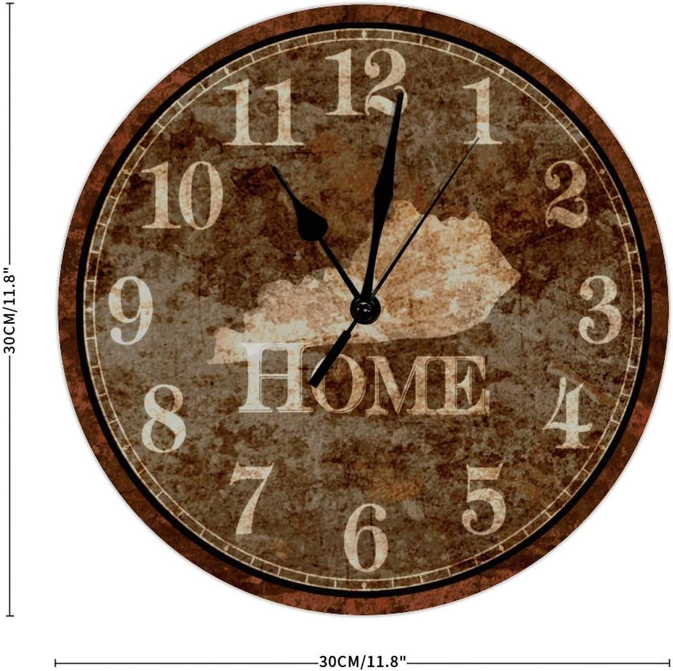 Kentucky Home State Clock United States Wall Clock Vintage Kentucky 12 Inch Large Wall Clocks Battery Operated Non-Ticking Ancient Explorer Wall Decor for Home Kitchen Office School Bathroom Lodge