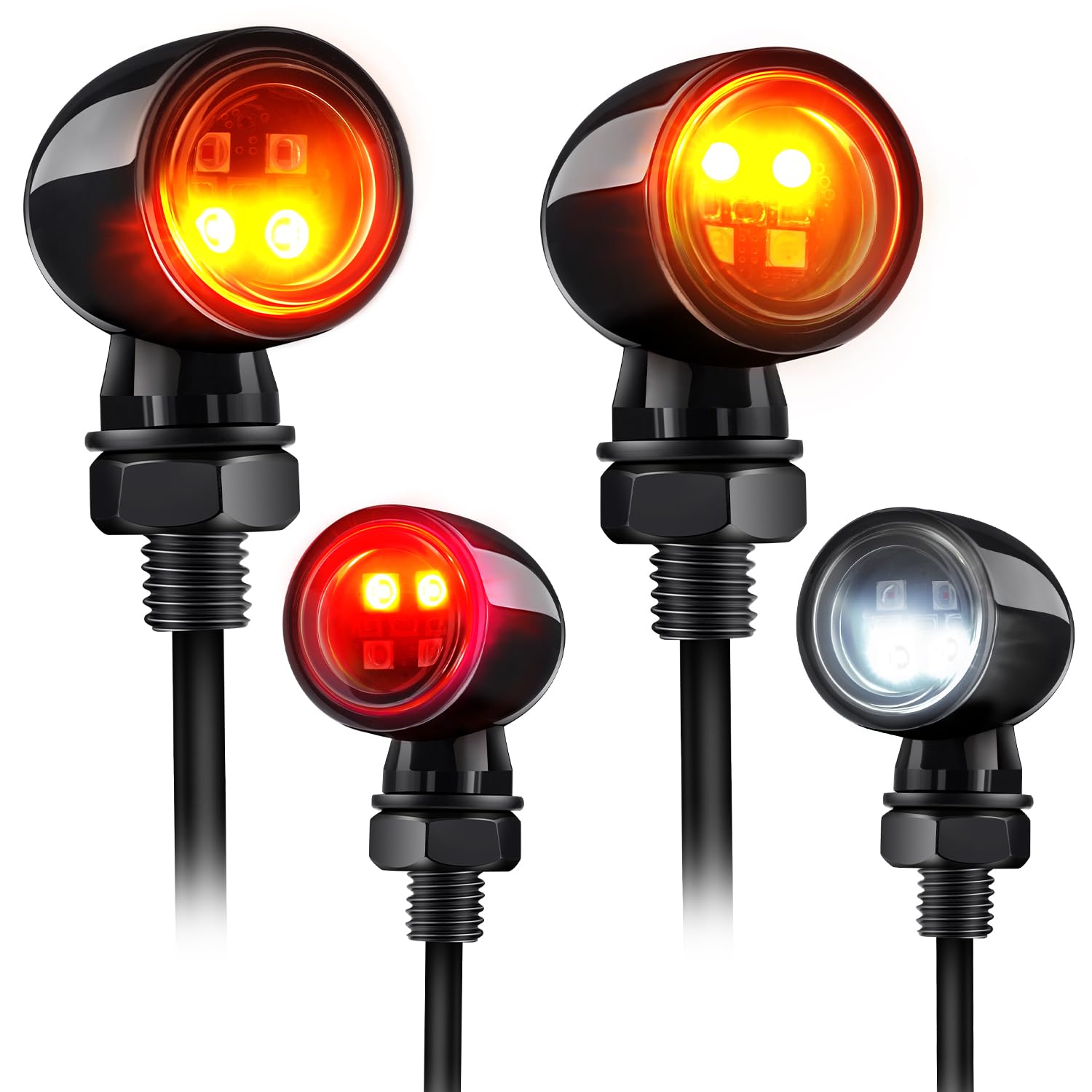 Photo 1 of 4-Led  Turn Signals Mini Motorcycle Blinkers, Universal 10mm Mounting Hole, Front Rear Indicators Compatible with Honda, Kawasaki, Suzuki, Yamaha, Harley, Bobber, Chopper