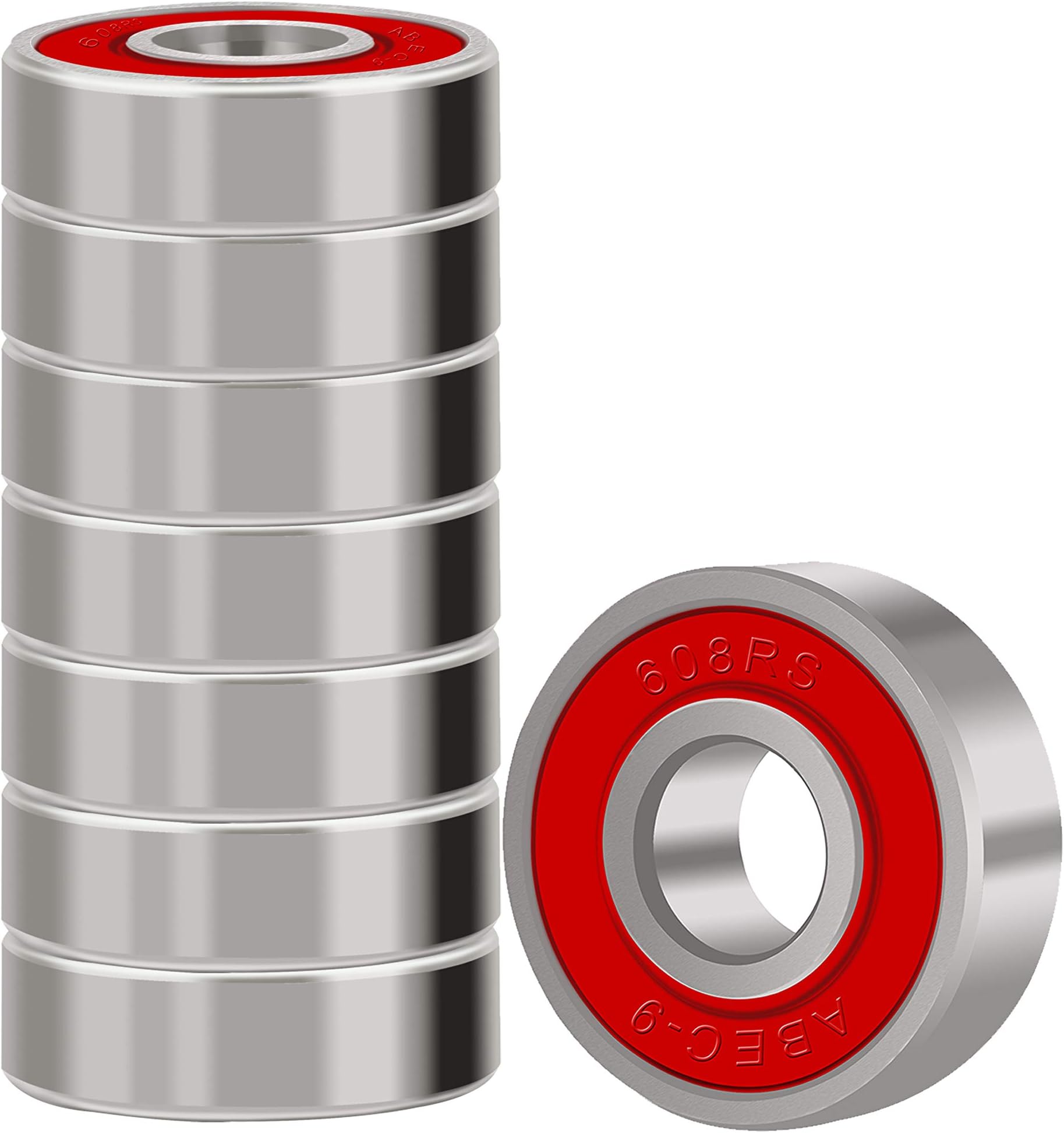 BESIY Bearings for Skateboards, Longboards, Inline Skates, Roller Skates, Spinners, Double Shielded,8x22x7 Miniature Ball Bearings, 608, ABEC-9(Pack of 8)