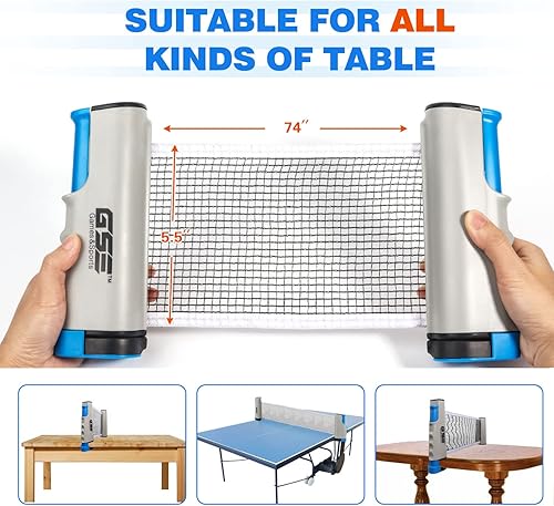 Miniatura 3 de GSE Games & Sports Expert - Red y postes de tenis de mesa retráctil Red de repuesto ajustable de Ping Pong (4 colores)