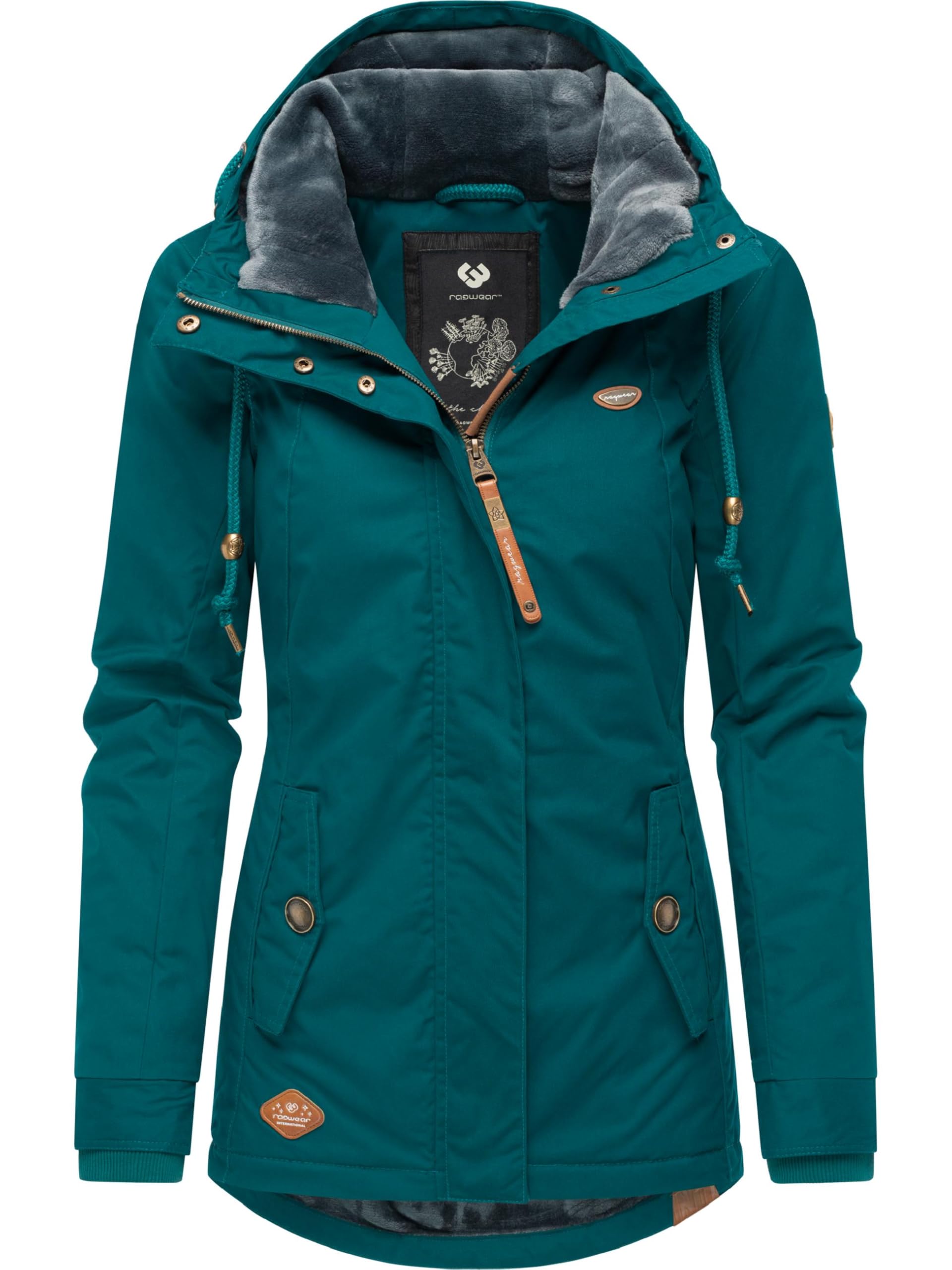 Ragwear Damen warme kurze Winterjacke mit Kapuze Monade Intl