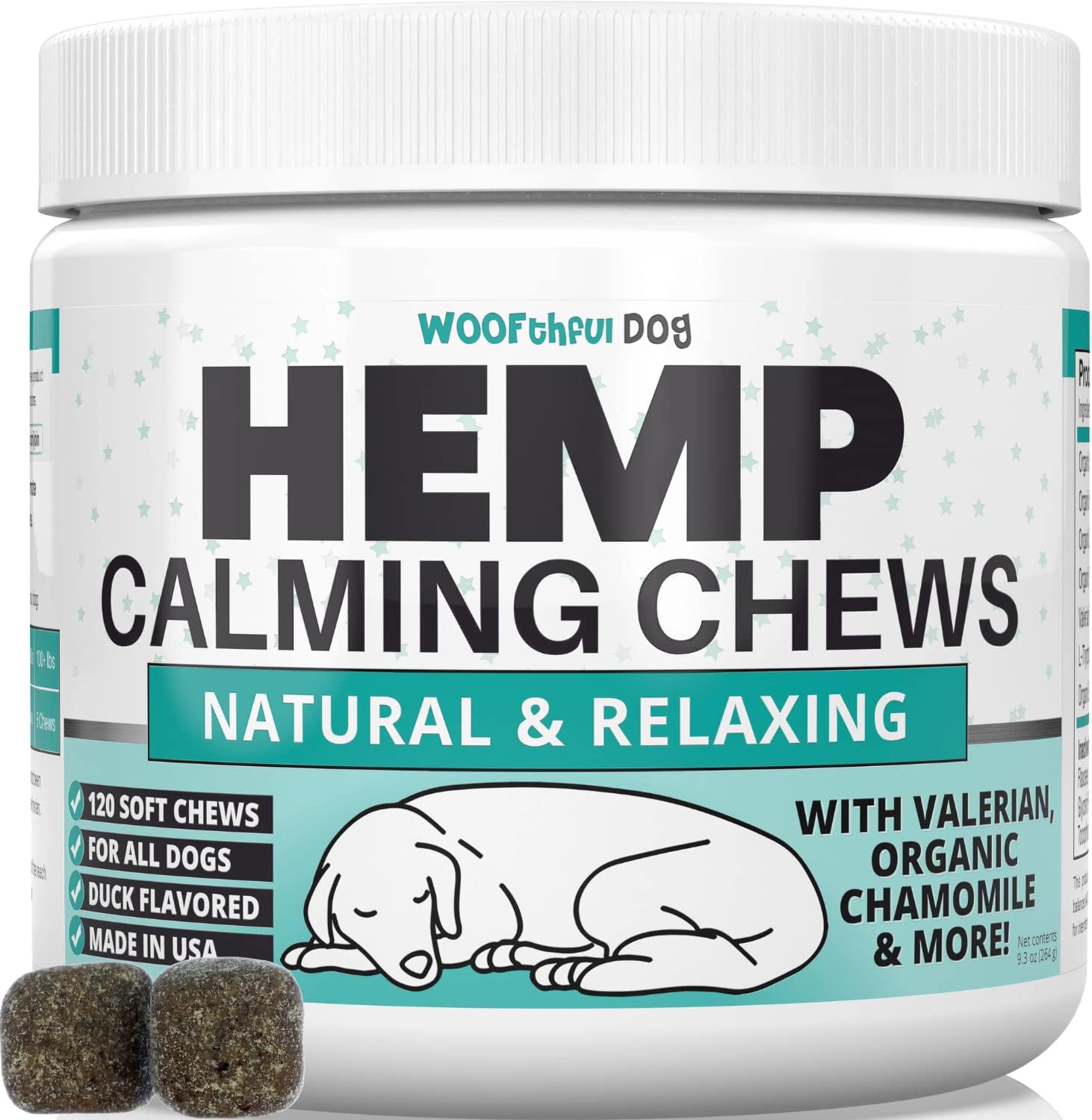 WOOFthful Dog Hemp Calming Chews for Dogs - Helps with Dog Anxiety Relief Stress Thunderstorms Barking Separation Travel and More - 120…