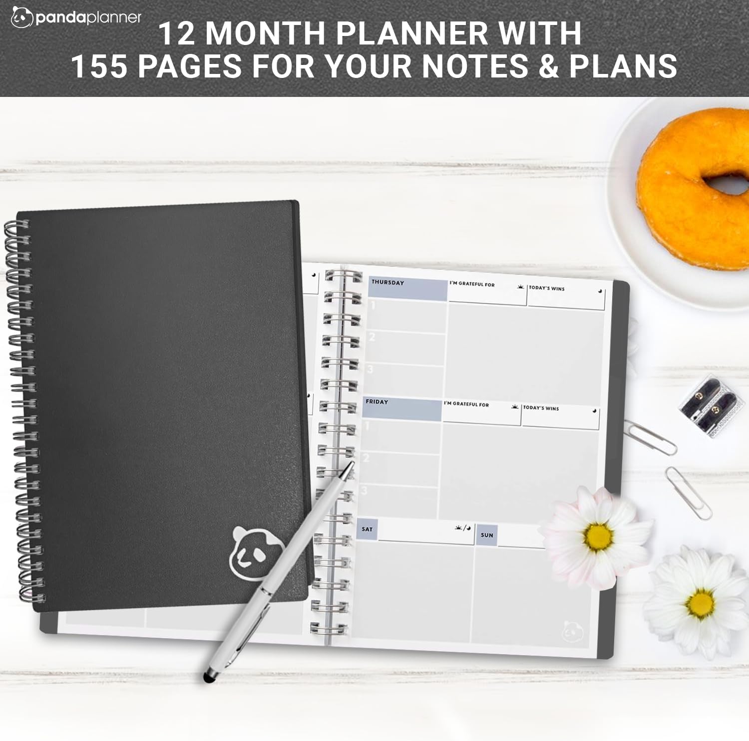 Panda Planner 2026 Undated Weekly Planner – Spiral Bound 5.75" x 8.25" with 52 Weeks, Habit Tracker & Weekly To-Do Lists – Productivity Planner & Academic Organizer for Home, Office & School (Black)