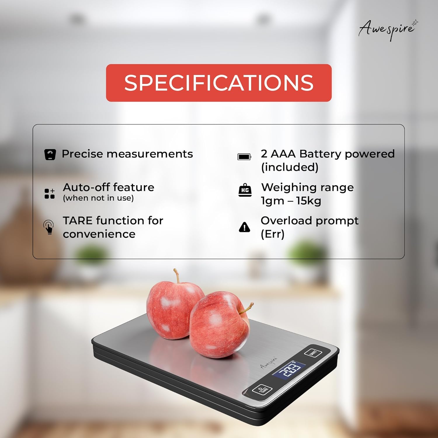 Buy Now Awespire Stainless Steel Digital Weighing Scale For Food