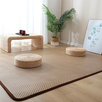 Japanese Rug Tatami Floor Mat, Natural Rattan Non-Slip Breathable Area Rug,Summer Foldable Floor Sleeping Mat Indoor Floor Carpet For Living Room Bedroom Crawling PlSize60*180cm24*71inch,ColorC
