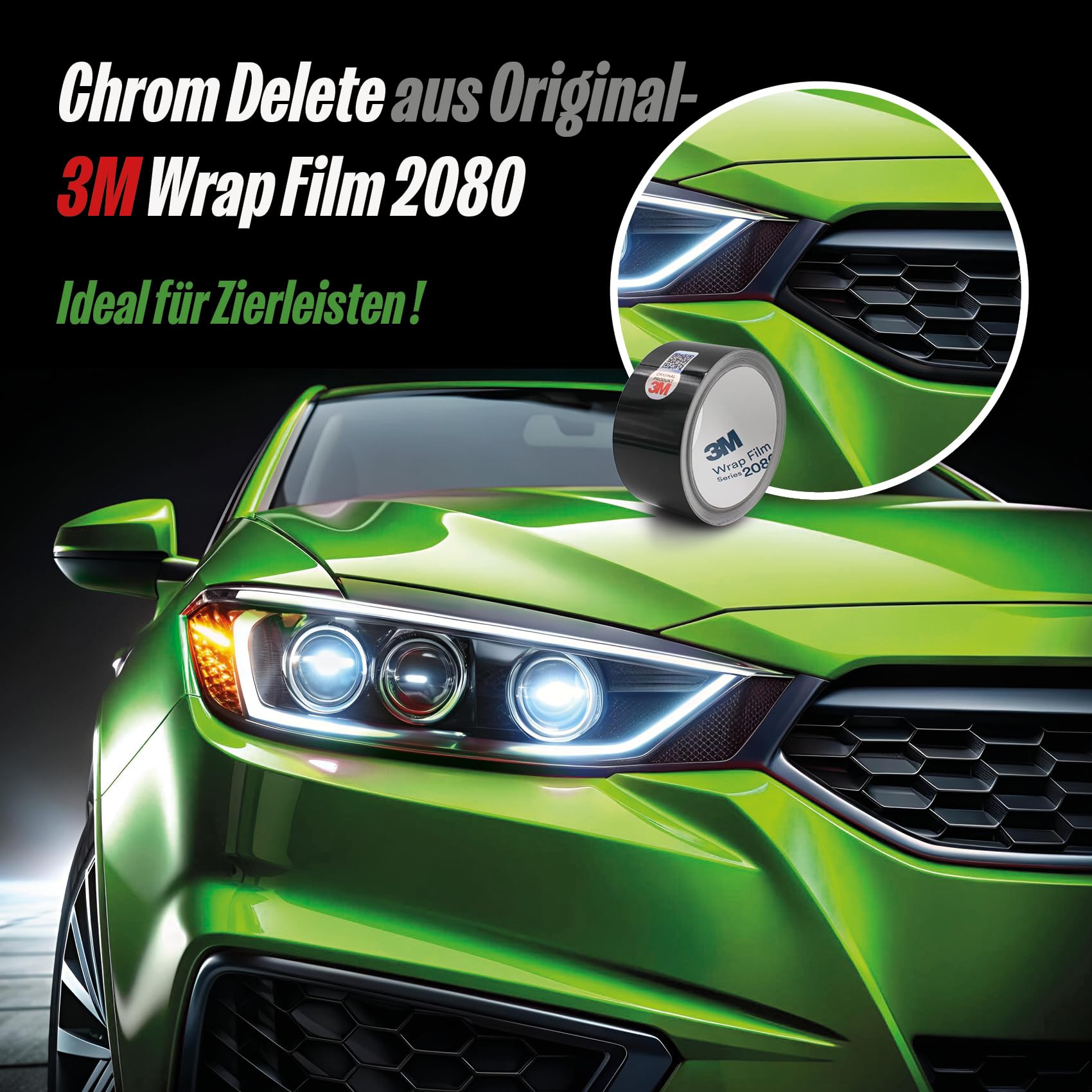 Strisce decorative 3M 2080, larghezza 50 mm, con spatola e coltello, pellicola adesiva per auto, moto, strisce decorative autoadesive, resistenti alle intemperie (nero lucido, lunghezza 10