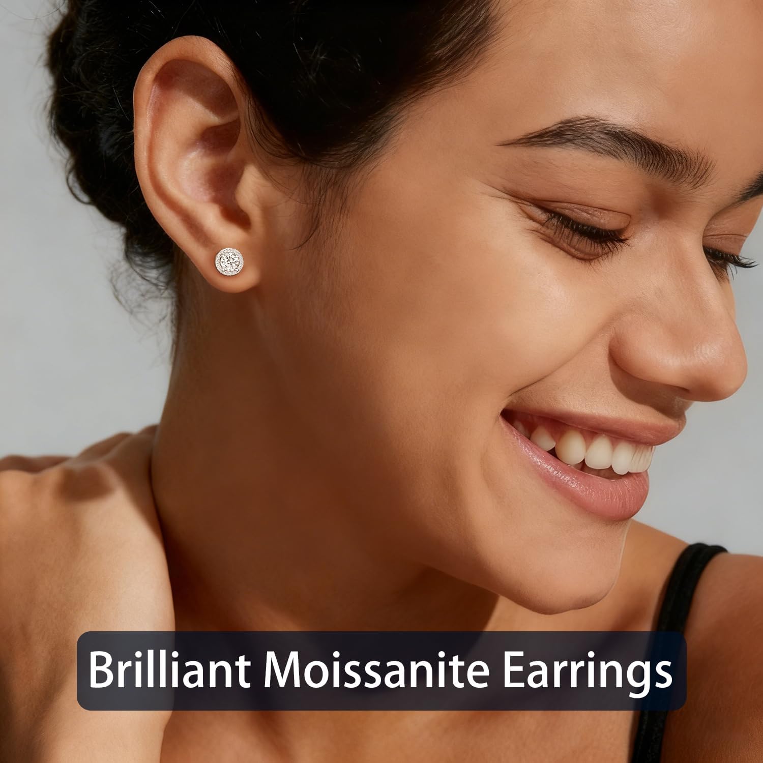 Moissanite Halo Earrings Studs: 0.5CT-2CT 18K White Gold Plated S925 Sterling Silver Studs Earrings for Women Men Hypoallergenic Brilliant Diamond Moissanite Earrings Jewelry for Sensitive Ear Wedding Engagement Round Cut D Color VVS1 GRA