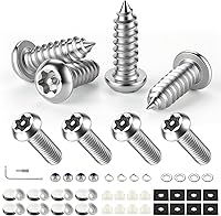 Vista 17 de LivTee Tornillos inoxidables para placa, marcos y cubiertas de en automóviles y camiones, juego de 4 pernos con montaje autorroscantes de acero