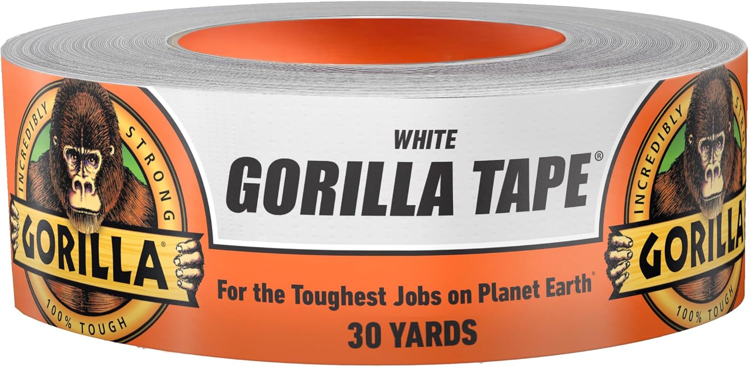 Gorilla Tape, White Duct Tape, 1.88" x 30 yd, White, (Pack of 1)