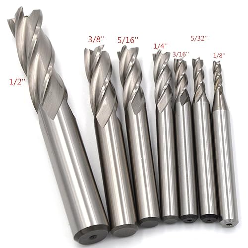 Miniatura 2 de wokesi Paquete de 6 unidades, 14 38 516 58 12 34 pulgadas de diámetro, alta velocidad, acero, extra larga, punta cuadrada, fresadora CNC.