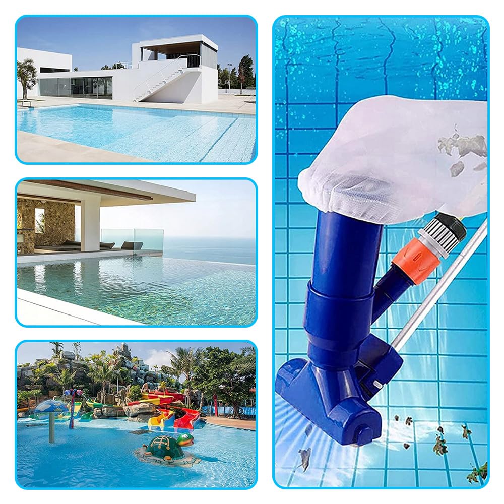 Sillar Kit de Nettoyage pour Piscine, Aspirateur de Fond de Piscine + épuisette à Feuilles avec Manche Télescopique | Kit pour Piscine, Jacuzzi, Spa