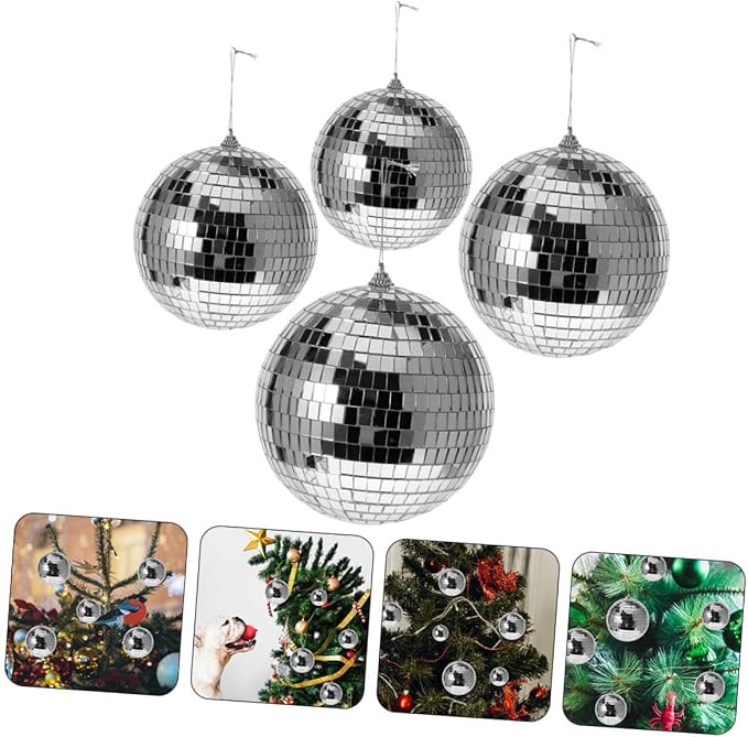 4 Esferas Espejadas Decorativas Plateadas para Fiesta miniatura 8