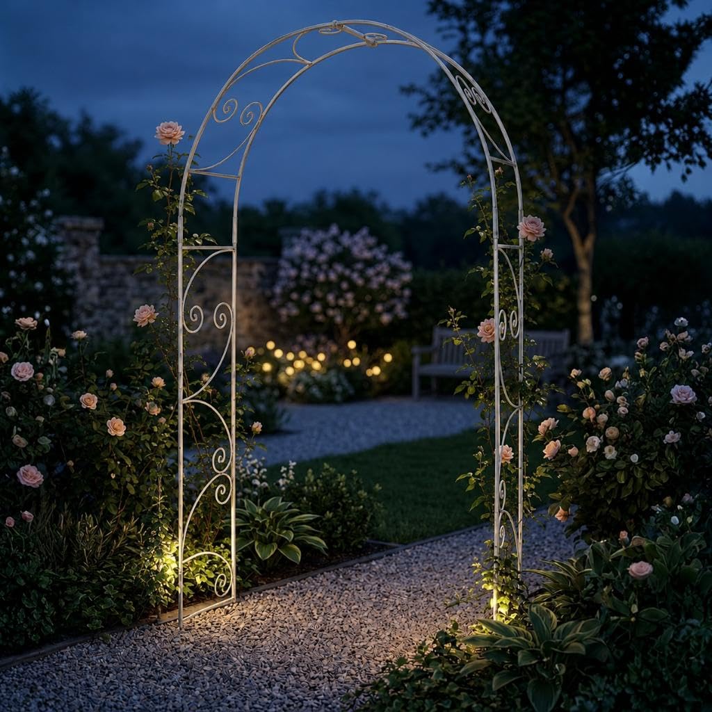 DanDiBo Arco per rose, zincato massiccio, 135 cm, resistente alle intemperie, 96518, arco rotondo, per rampicanti, zincato a caldo