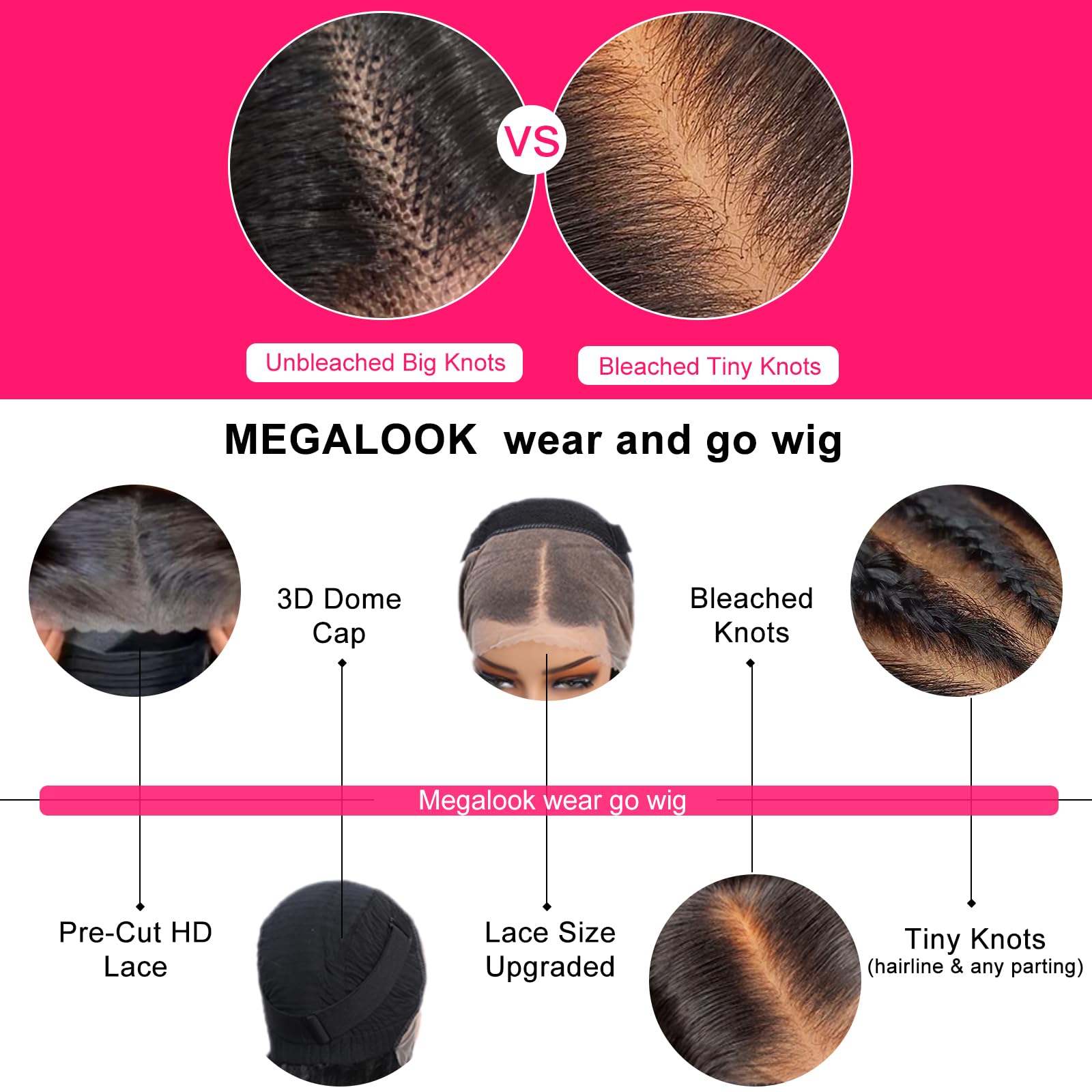 Upgraded Glueless Wigs 13x4 HD Pre Cut Lace Front Wigs Straight 200% Density Brazilian Virgin Human Hair Wigs for Black Women Pre Plucked Bleached Knots with Baby Hair Natural Color 24 inch - Image 4