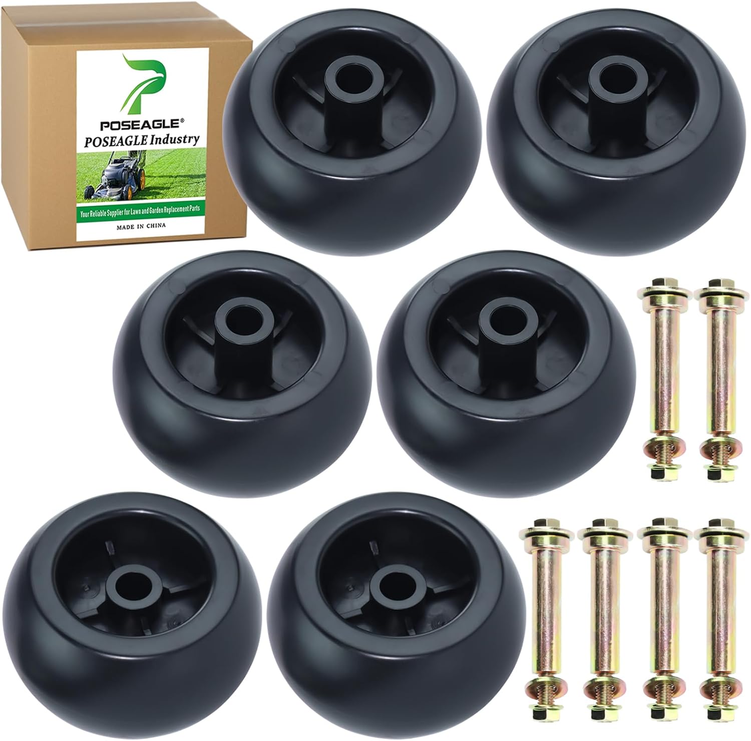 6 Pack 116-9981 Deck Wheels Replace 103-3168, 103-4051, 103-5364, 103-7263, 103-7363, 109-2098, 109-9011 for eXmark Lazer Z E-Series, Lazer Z S-Series, Pioneer S-Series Mowers