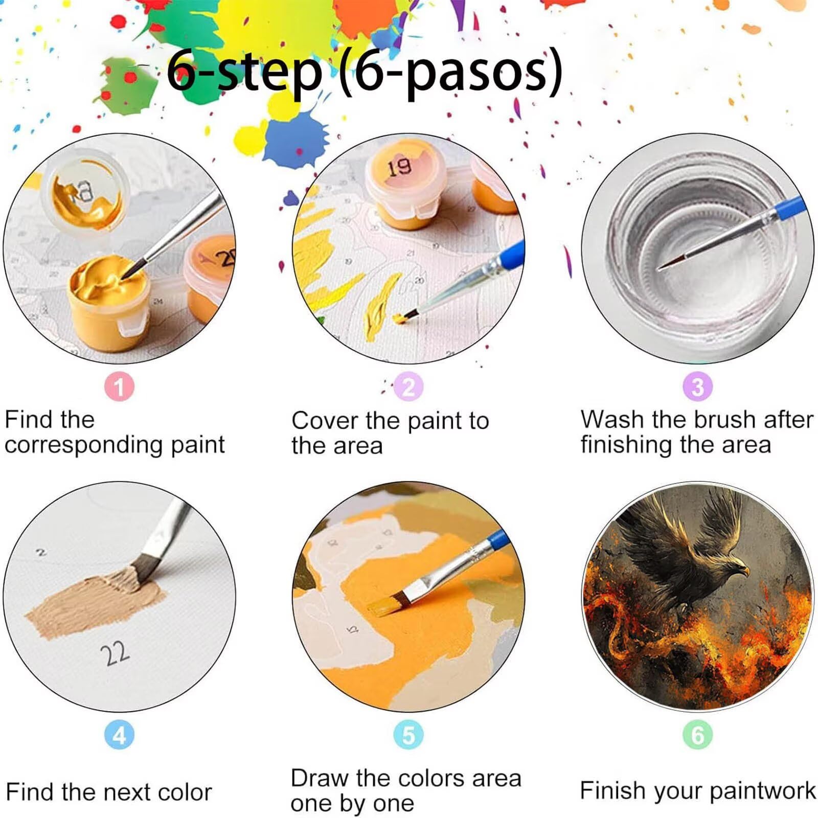 Pintar por Numeros Adultos águila, Pintar por Numeros Niños Kit Manualidades Adultos Abstracto Cuadros para Pintar por Numeros Pintura Acrílico, Cuadros Decoracion Salon Modernos 80X160cm 7w-1-W
