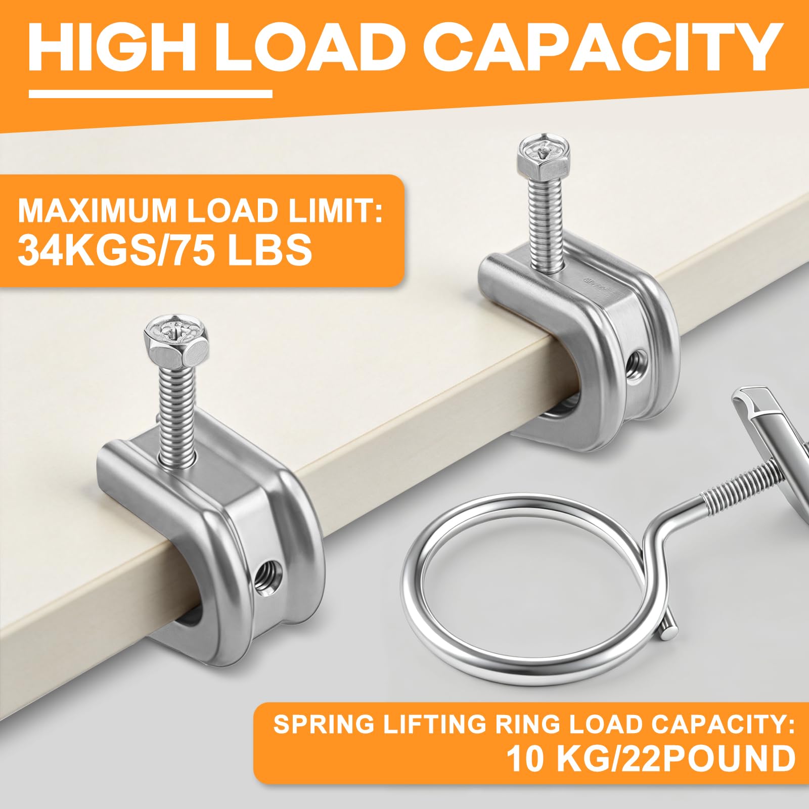 24 morsetti di supporto da 20 mm e 24 ganci per cavi da 50 mm, morsetti a C in acciaio resistente per supporti a I, tubi, cavi, condutture - Portata 34 kg
