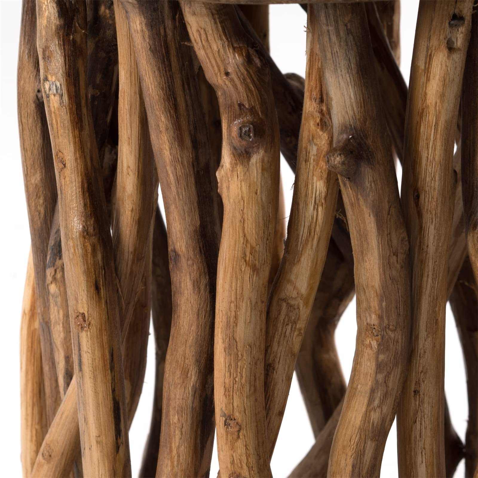 DESIGN DELIGHTS Table D'Appoint en Bois D'Acajou | 45x30 cm | Table Basse, de Téléphone, Tabouret en Bois de Racine, Tabouret pour Plantes