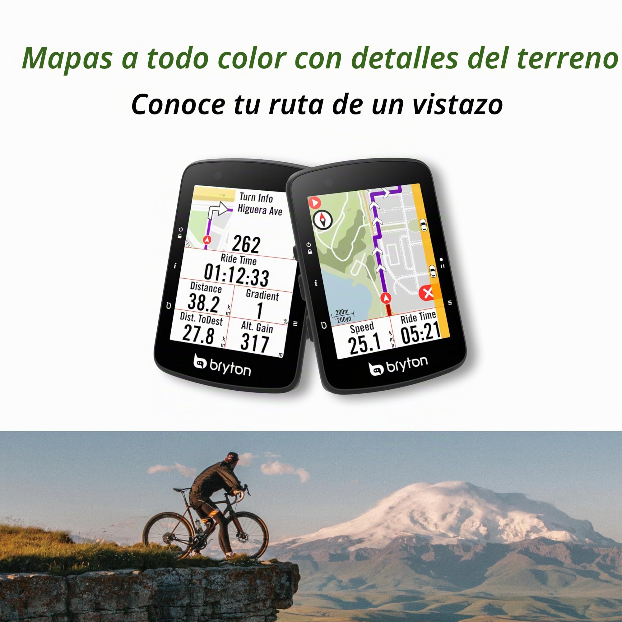 Bryton Rider 650 Ciclocomputador GPS, Pantalla táctil a Color de 2,8", hasta 33h de batería, mapas de Europa preinstalados, navegación Giro a Giro, Ajuste automático de Brillo