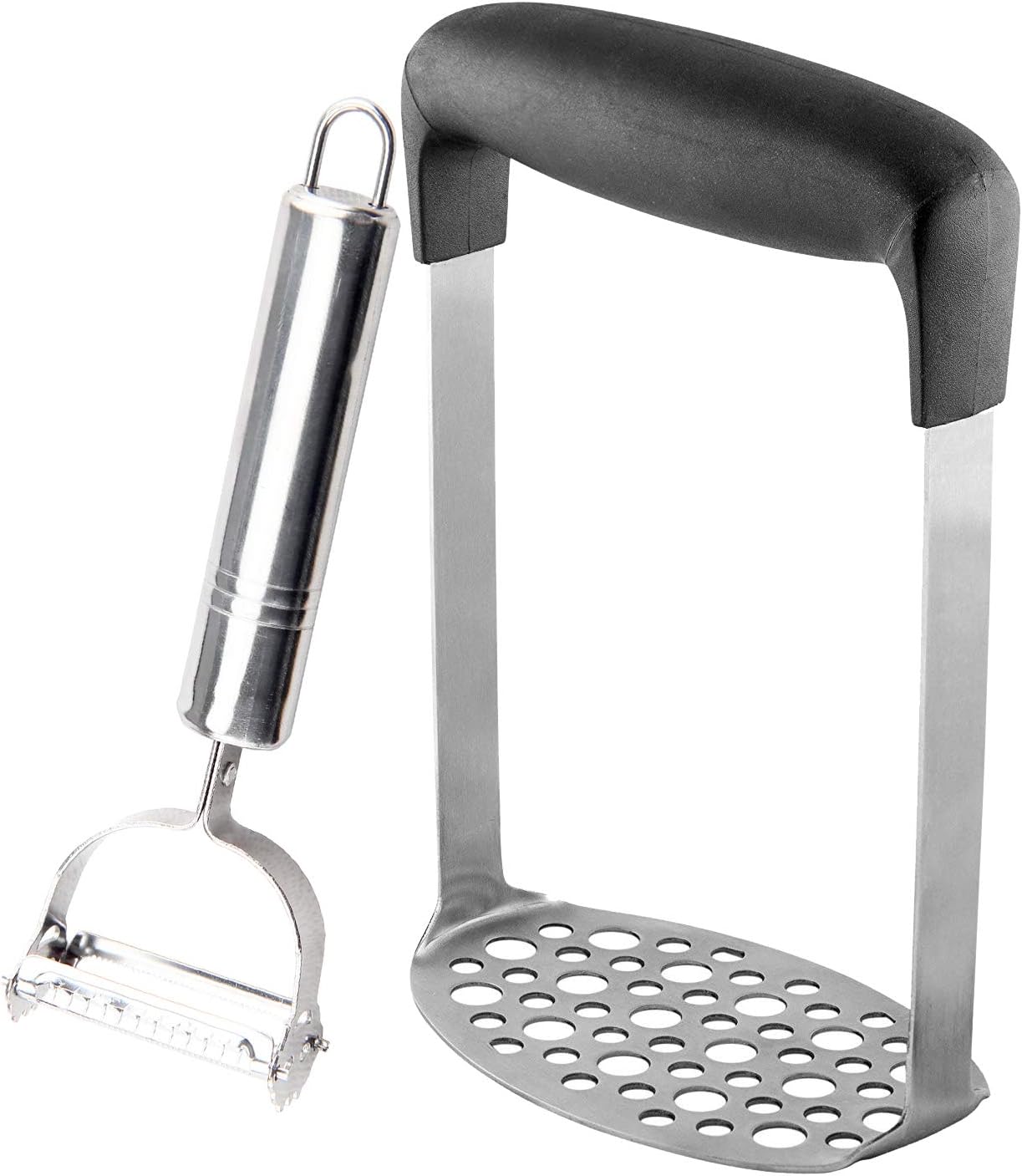 GAIORD Potato Masher with Fine Mesh Platter and Ergonomic Horizontal Handle