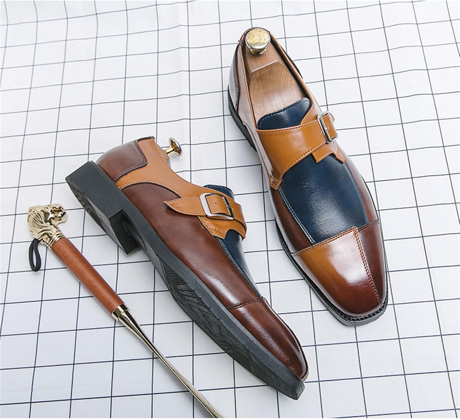 Scarpe Uomo Monk Strap Eleganti Mocassini Formali per Ufficio Lavoro | Calzature Maschili Nere Similpelle Cerimonia Matrimonio Comode Suola in Gomma Design Raffinato Regalo Uomo Moderno