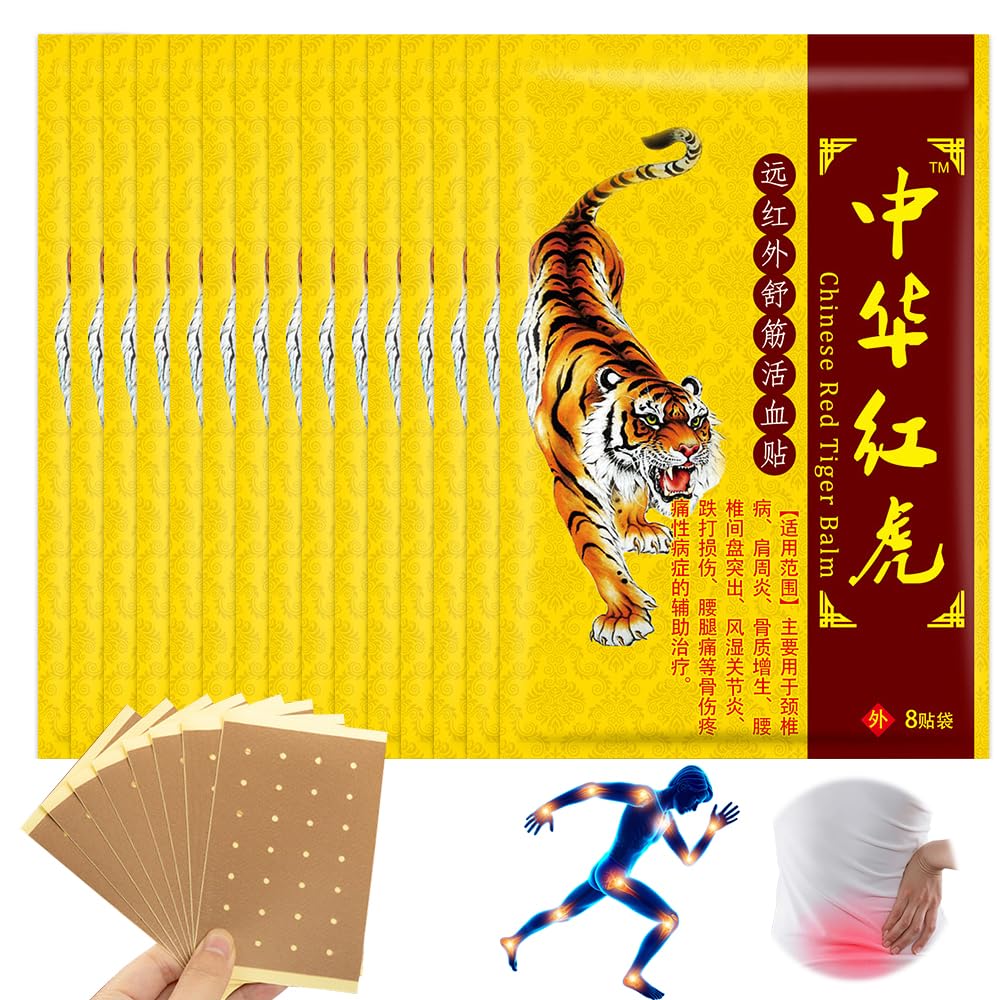 Parches de Tigre Chino, 120 PCS Parches Para El Dolor, Parches de Tigre, Parche para Aliviar el Dolor para Rodilla,Cuello,Hombros,Dolores Musculares