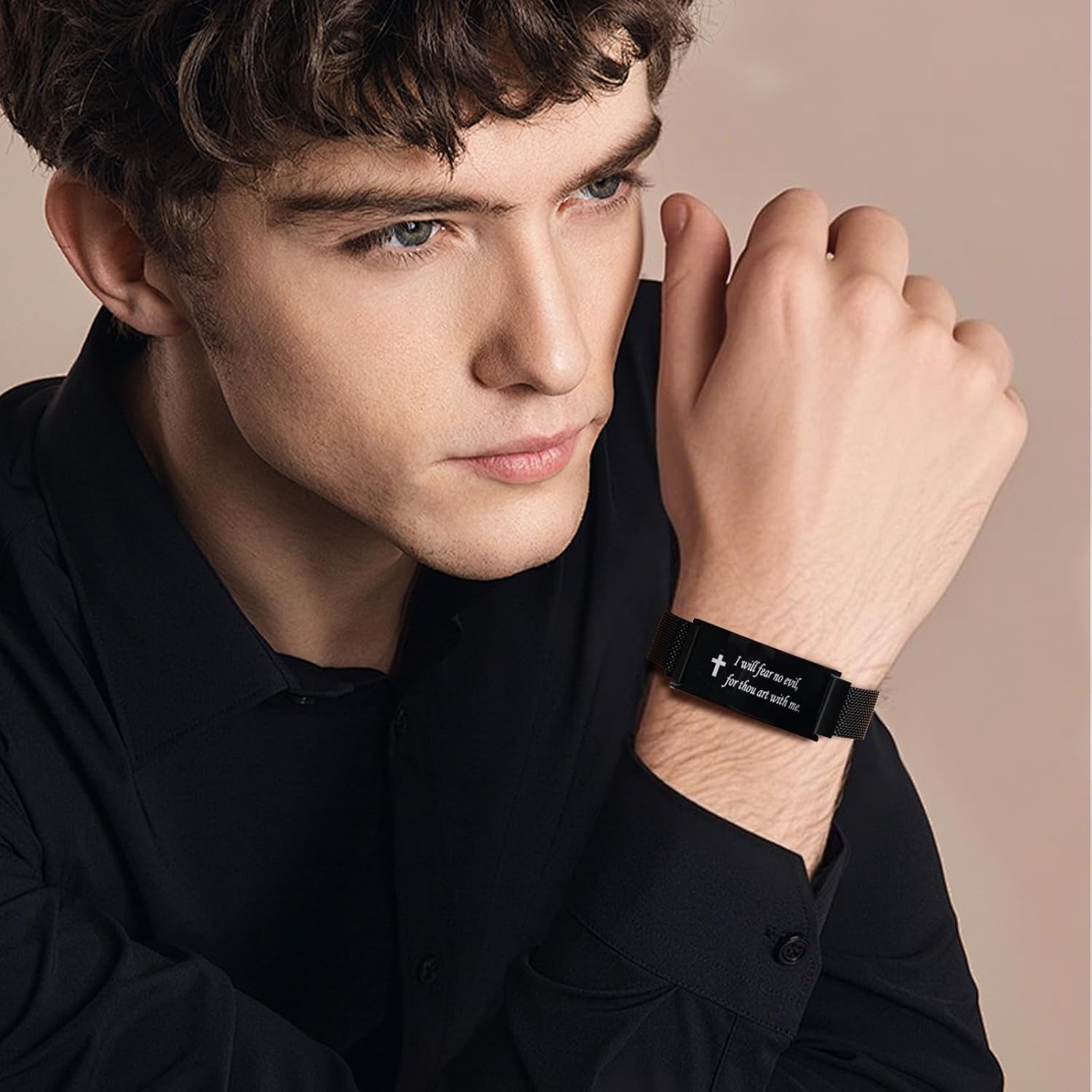 Cross Bible Verse Bracelet Stainless Steel Adjustable Christian Faith Link Bracelet Christian Religious Gift for Men Women Teenage Son Grandson Confirmation Christmas Stocking stuffers - Image 3