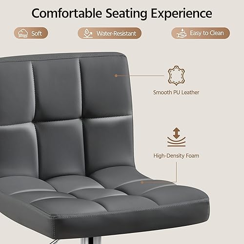 Miniatura 215 de Yaheetech Pink - Juego de 2 taburetes de bar de terciopelo ajustables, taburete giratorio moderno de altura de mostrador con base más grande para