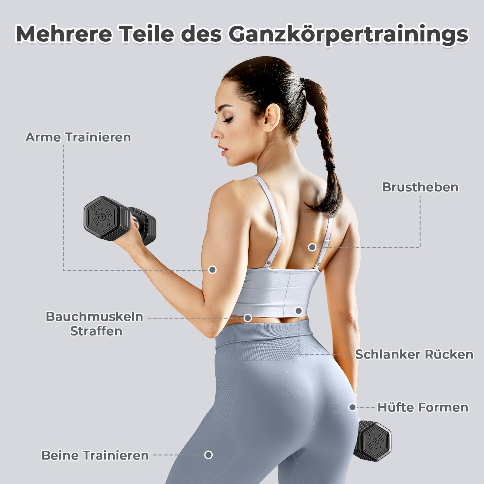 Dripex Hanteln Set 2,5kgx2 und 5kgx2 oder 7,5kgx2, Verstellbare 6 Hantelplatten mit Einem Gewicht von 0,25 kg oder 0,5 kg oder 0,75 kg für Frauen und Männer für Home Gym
