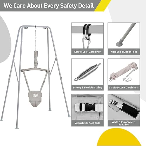 Miniatura 3 de FUNLIO Jersey de bebé con soporte para 6 a 24 meses, para jugar en interiores y exteriores, con cadena ajustable, fácil de montar y almacenar (con