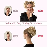 Vista 7 de HOOJIH Moño desordenado, 100 % cabello humano real, extensión de cabello despeinado hacia arriba natural, rizado y desordenado con banda elástica