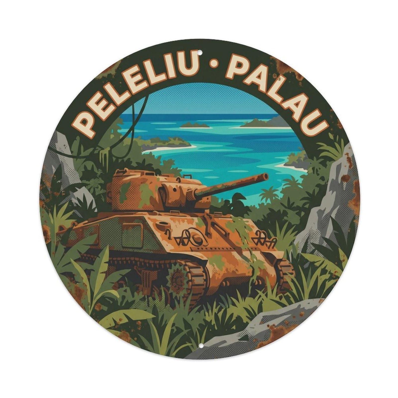 Olyhtr 8X8inch Classic Style Palau Peleliu Battlefield Jungle Heritage Travel Rock Metal Tin Sign