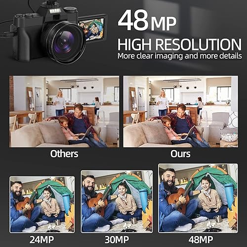 Miniatura 1 de Cámaras digitales 4K para fotografía, videocámara de 48 MP, pantalla reversible, cámara de vlogging, cámara de zoom digital 16X, mini cámara para
