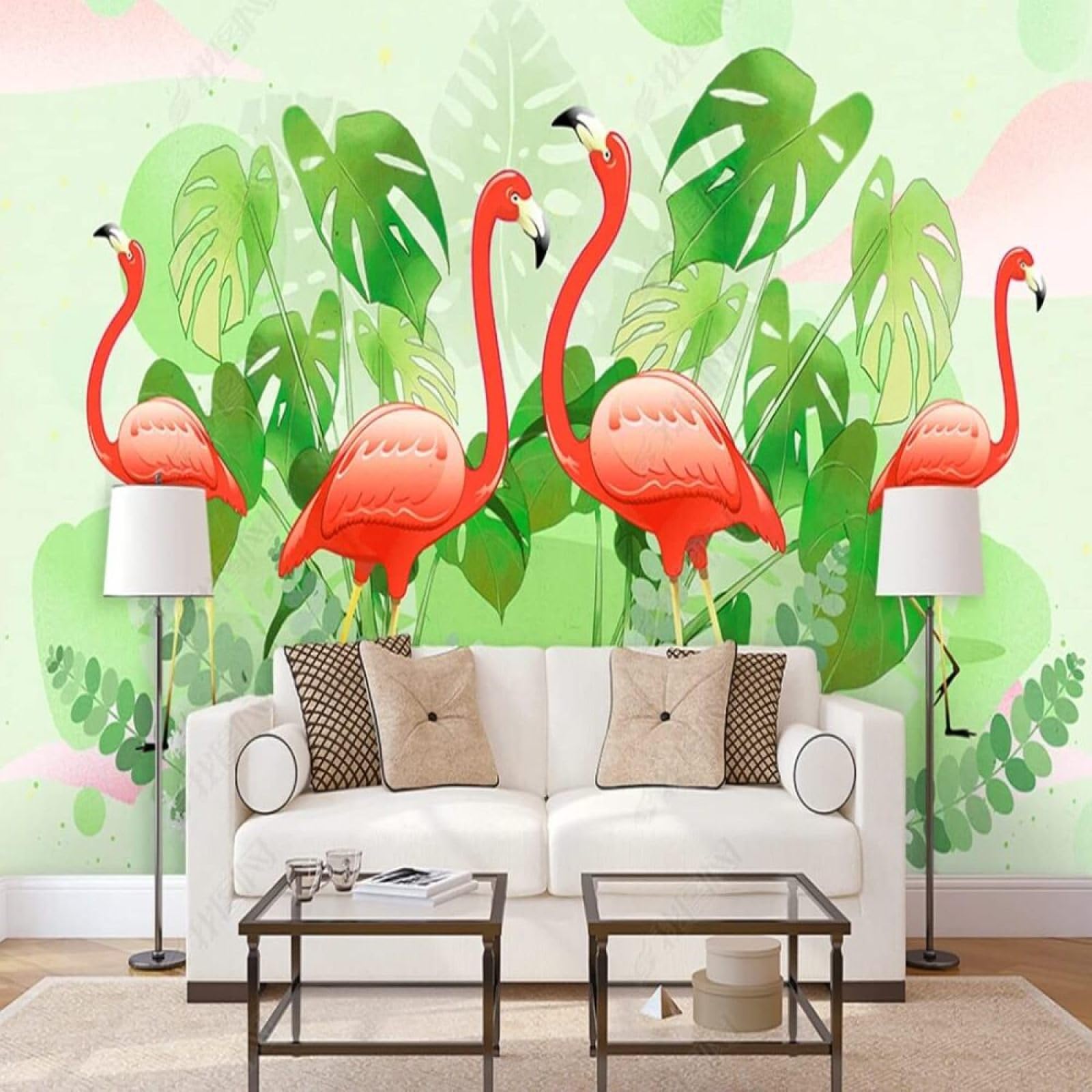 Papel pintado pared premium de hojas verdes tropicales para decoraciones de dormitorios y cocinas